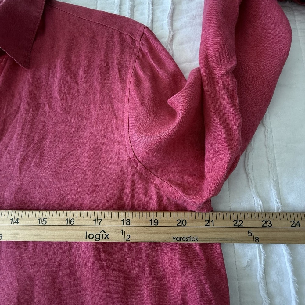 JJill 100% Linen Shirt Woman S Feminine Coastal Beach Euro Summer Vacay Pink - Picture 4 of 7